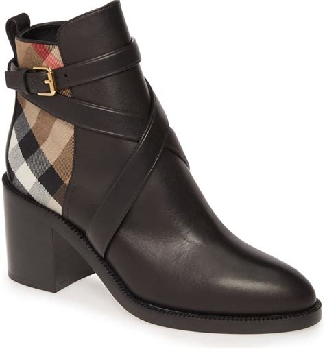 burberry check heel bootie.